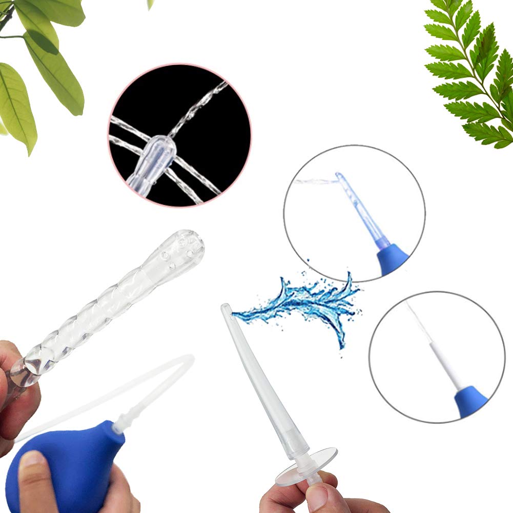 GNEGKLEAN Black Silicone Enema Bulb Kit 7.6oz Clean Anal Douche for Men Women with 19.7in